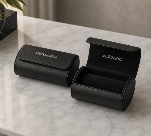 2 PIECE WATCH TRAVEL SET (BLACK) - Luxury Accessory | Vessaro