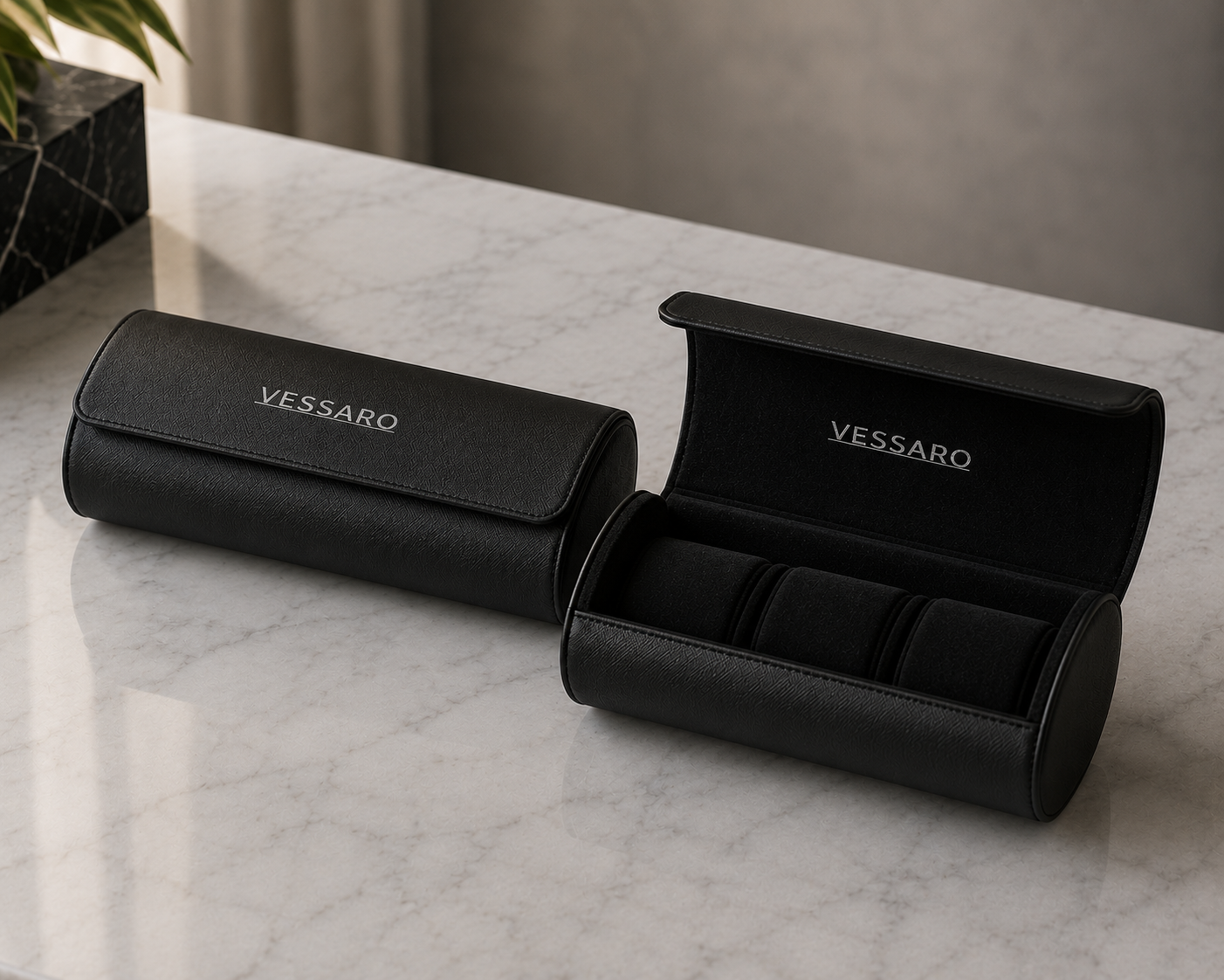 3 PIECE WATCH TRAVEL CASE SET (BLACK)