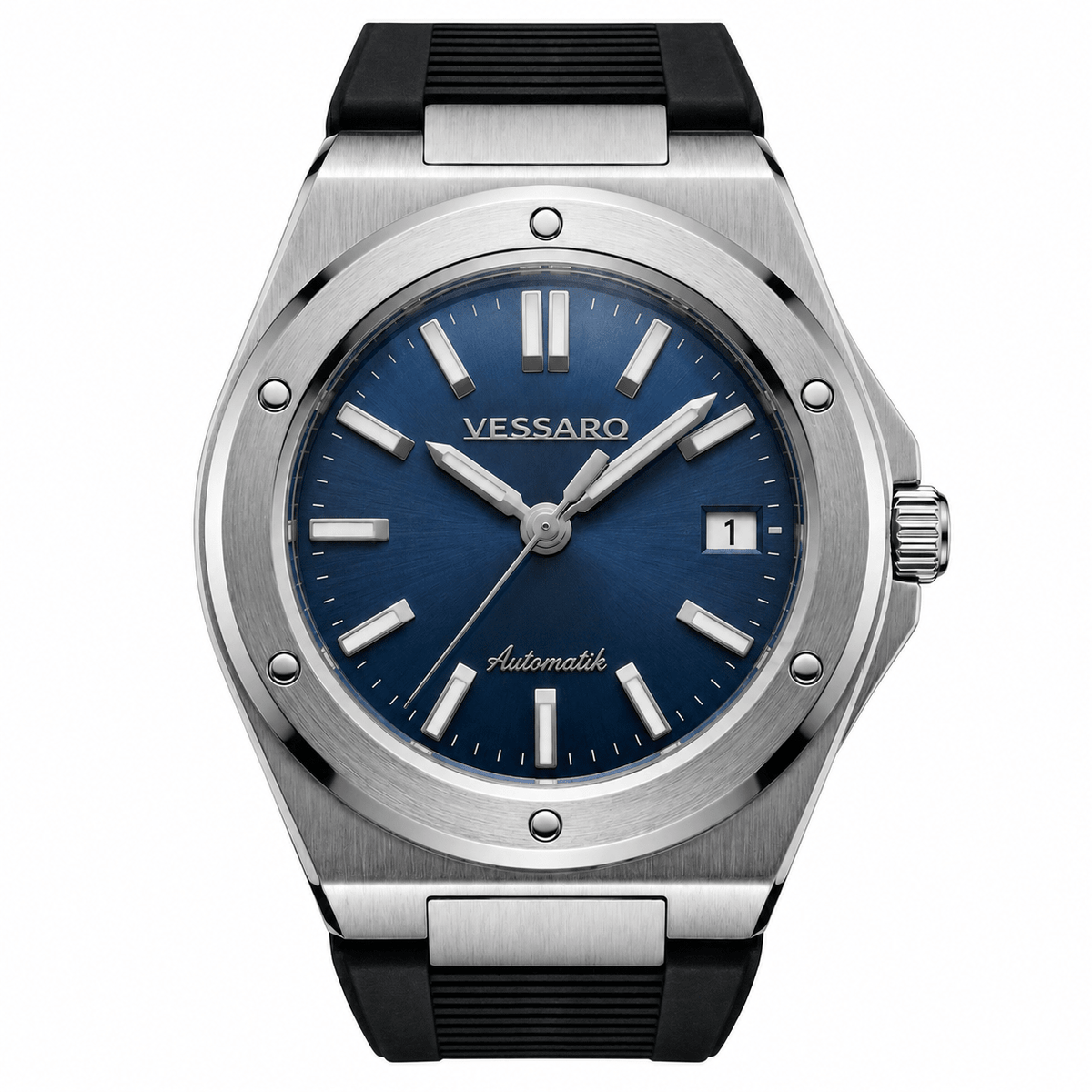 VALTOR BLUE RUBBER SILVER - Luxury | Vessaro