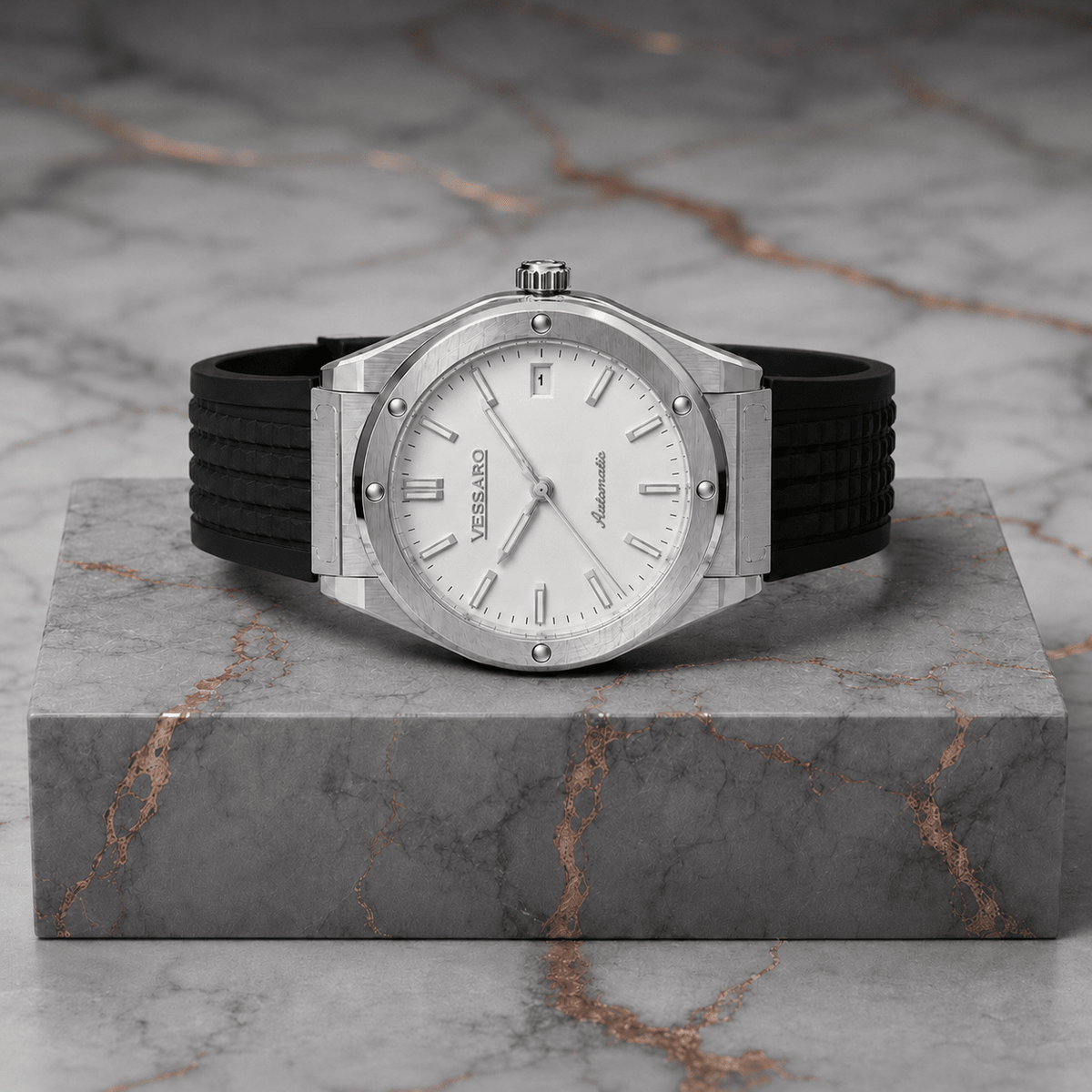 VALTOR WHITE RUBBER SILVER - Luxury | Vessaro
